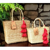 Boho Red Tassels Tote - Set of 2