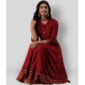 Lee Moda - Maroon Rayon Womens Flared Kurti ( Pack of 1 ) - XXL