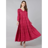 KIPEK - Pink Rayon Womens Anarkali Kurti ( Pack of 1 ) - None