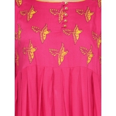 Women Pink Ethnic Motifs Printed Gotta Patti Block Print Anarkali Kurta