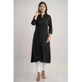 MAUKA - Black Rayon Womens Front Slit Kurti ( Pack of 1 ) - None