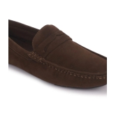 UrbanMark Men Comfortable Suede Leather Slip-On Loafers- Brown - 8