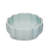 Scalloped Ceramic Serving Bowl Marine Blue