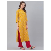 KSUT Yellow Cotton Straight Kurti - M