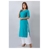 SVARCHI - Turquoise Cotton Blend Women''s Straight Kurti - L