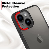 iPhone 14 Back Cover Case Metal Camera Guard Acrylic Clear - Black