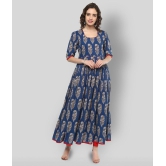 Divena - Blue Cotton Womens Regular Dress ( Pack of 1 ) - 8XL