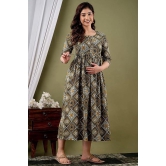 KASHVI Creation Women's Cotton Floral Printed Anarkali Maternity Feeding Kurti-Green