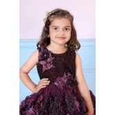 Childbird Wine Color Net Flower Girl's Party Dress-3-4 Year