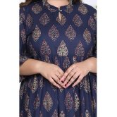 Swasti Cotton Blend Printed Anarkali Womens Kurti - Blue ( Pack of 1 ) - None