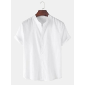 White Color Mens Casual Wear Cotton Blend Plain Shirt-M-42 / White