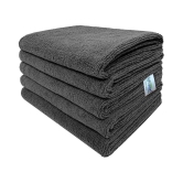 SOFTSPUN Microfiber Cleaning Cloths, 5pcs 40x60cms 340GSM Grey Highly Absorbent, Lint and Streak Free, Large Multi -Purpose Wash Cloth for Kitchen, Car, Window, Stainless Steel, silverware.