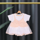 Girls Floral Net Dress-Orange / 2-3 years