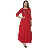 JC4U - Maroon Rayon Womens Anarkali Kurti ( Pack of 1 ) - None