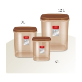 Milton Quadra Storage Container, Set of 3, 6000 ml, 8000 ml, 12000 ml, Brown - Brown