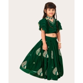 Girls Georgette Embroidered Readymade Lehenga Choli-Green / 5 Years-6 Years