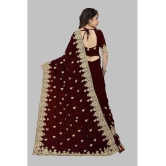 Om Shantam Sarees - Coffee Georgette Saree With Blouse Piece ( Pack of 1 ) - Coffee