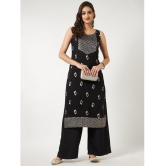 Pannkh - Black Rayon Womens Straight Kurti ( Pack of 1 ) - None