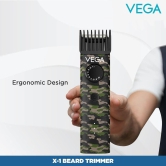 VEGA Men X1 Beard Trimmer Battery Powered For Men With Quick Charge, 90 Mins Run-Time, Waterproof, For Cord & Cordless Use And 40 Length Settings, (Vhth-16) Green