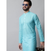 Jompers Men Sky Blue Chikan Kurta Only-XL / Blue