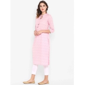 Janasya Cotton Printed Straight Womens Kurti - Pink ( Pack of 1 ) - None