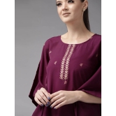 Women Burgundy & Golden Printed Kurta with Palazzos