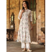 AMIRAS INDIAN ETHNICWEAR Cotton Flex Printed Front Slit Womens Kurti - Beige ( Pack of 1 ) - None