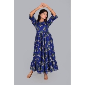 Smien Rayon Printed Anarkali Women's Kurti - Blue ( Pack of 1 ) - None