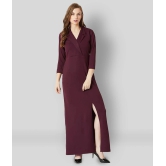 Miss Chase - Maroon Crepe Womens Side Slit Dress ( Pack of 1 ) - XL