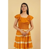 KIPEK - Mustard Cotton Womens Tiered Flared Kurti ( Pack of 1 ) - None