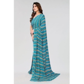 Kashvi Sarees Georgette Printed Saree Without Blouse Piece - Blue ( Pack of 1 ) - Blue