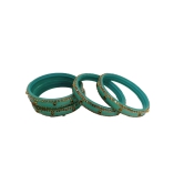 Seafoam Green Glass Rhinestone Bangle Set