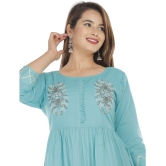 JC4U Cotton Blue Fit And Flare Dress - Single - None