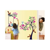 Print Mantras Tree Owl Squirrel wall stickers Nature Sticker ( 120 x 140 cms )