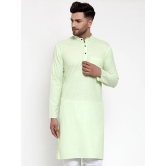 Jompers Men Lime Green & White Solid Kurta Only-XXL / Green