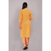 HIGHLIGHT FASHION EXPORT Cotton Printed Kurti With Pants Womens Stitched Salwar Suit - Orange ( Pack of 1 ) - None