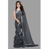 Apnisha Georgette Solid Saree With Blouse Piece - Grey ( Pack of 1 ) - Grey