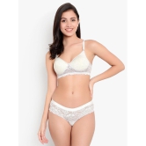 KYODO - Light Grey Molded Cups Lace Women's Bra & Panty Set ( Pack of 1 ) - None