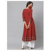 Yash Gallery - Maroon Cotton Women''s Flared Kurti ( Pack of 1 ) - XL