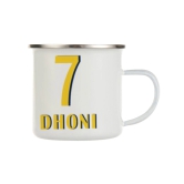 Indigifts Cricket Dhoni Enamel Mug 250 ML|Unbreakable Coffee, Tea Cup|Safe For Kids|Drinking Tea Cup For Outdoor & Indoor|WHITE|