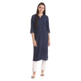 Anahi - Blue Rayon Women's Front Slit Kurti - S