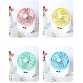 Rechargeable 1.88 Watts High Speed Table Fan, LED Light for Home, Office Desk, Kitchen (Multicolour)