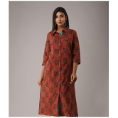 MAUKA - Green Cotton Women's Shirt Style Kurti ( Pack of 1 ) - None