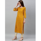 KIPEK - Mustard Rayon Womens Straight Kurti ( Pack of 1 ) - None