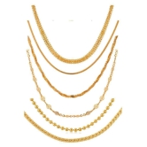 AanyaCentric Gold Plated Golden Alloy Chain Mala Combo for Men and Women - Golden