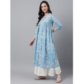 Janasya - Blue Cotton Womens Front Slit Kurti ( Pack of 1 ) - None