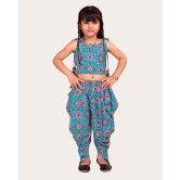 Girls Printed Stylish Flared Palazzo With Crop Top | Silk & Rayon Palazzo Set-Blue / 5 Years-6 Years