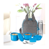 Savor Lunch Inner Stainless Steel Containers With Insulated Fabric Jacket Blue