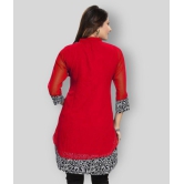 Meher Impex - Red Georgette Women''s Double Layered Kurti ( Pack of 1 ) - L