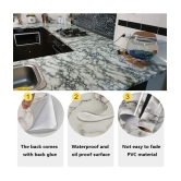 GEEO White marble design for kitchen foil wallpaper, Wall Sticker ( 200 x 60 cms )